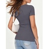 image:imageANRABESS Womens Ribbed Short Sleeve Tops Basic Tee ShirtsCharcoal