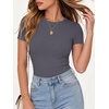 image:imageANRABESS Womens Ribbed Short Sleeve Tops Basic Tee ShirtsCharcoal