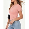 image:imageANRABESS Womens Ribbed Short Sleeve Tops Basic Tee ShirtsCoral