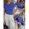 image:imageANRABESS Womens Ribbed Short Sleeve Tops Basic Tee ShirtsDeep Blue