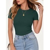 image:imageANRABESS Womens Ribbed Short Sleeve Tops Basic Tee ShirtsForest Green