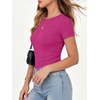 image:imageANRABESS Womens Ribbed Short Sleeve Tops Basic Tee ShirtsHot Pink