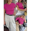 image:imageANRABESS Womens Ribbed Short Sleeve Tops Basic Tee ShirtsHot Pink
