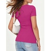 image:imageANRABESS Womens Ribbed Short Sleeve Tops Basic Tee ShirtsHot Pink