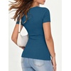 image:imageANRABESS Womens Ribbed Short Sleeve Tops Basic Tee ShirtsIndigo