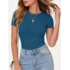 image:imageANRABESS Womens Ribbed Short Sleeve Tops Basic Tee ShirtsIndigo