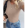 image:imageANRABESS Womens Ribbed Short Sleeve Tops Basic Tee ShirtsKhaki
