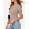 image:imageANRABESS Womens Ribbed Short Sleeve Tops Basic Tee ShirtsKhaki