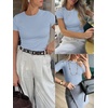 image:imageANRABESS Womens Ribbed Short Sleeve Tops Basic Tee ShirtsLight Blue