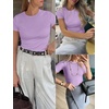 image:imageANRABESS Womens Ribbed Short Sleeve Tops Basic Tee ShirtsLight Purple