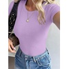image:imageANRABESS Womens Ribbed Short Sleeve Tops Basic Tee ShirtsLight Purple