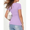 image:imageANRABESS Womens Ribbed Short Sleeve Tops Basic Tee ShirtsLight Purple