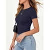 image:imageANRABESS Womens Ribbed Short Sleeve Tops Basic Tee ShirtsNavy Blue
