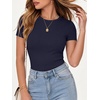 image:imageANRABESS Womens Ribbed Short Sleeve Tops Basic Tee ShirtsNavy Blue