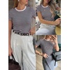 image:imageANRABESS Womens Ribbed Short Sleeve Tops Basic Tee ShirtsNavy White Striped