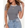 image:imageANRABESS Womens Ribbed Short Sleeve Tops Basic Tee ShirtsNavy White Striped