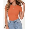 image:imageANRABESS Womens Ribbed Short Sleeve Tops Basic Tee ShirtsOrange