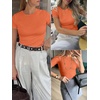 image:imageANRABESS Womens Ribbed Short Sleeve Tops Basic Tee ShirtsOrange