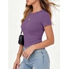 image:imageANRABESS Womens Ribbed Short Sleeve Tops Basic Tee ShirtsPurple