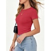image:imageANRABESS Womens Ribbed Short Sleeve Tops Basic Tee ShirtsRed