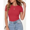 image:imageANRABESS Womens Ribbed Short Sleeve Tops Basic Tee ShirtsRed