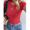 image:imageANRABESS Womens Ribbed Short Sleeve Tops Basic Tee ShirtsRed