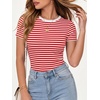 image:imageANRABESS Womens Ribbed Short Sleeve Tops Basic Tee ShirtsRed White Striped