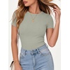 image:imageANRABESS Womens Ribbed Short Sleeve Tops Basic Tee ShirtsSage Green