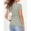 image:imageANRABESS Womens Ribbed Short Sleeve Tops Basic Tee ShirtsSage Green