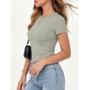 image:imageANRABESS Womens Ribbed Short Sleeve Tops Basic Tee ShirtsSage Green
