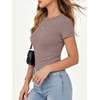 image:imageANRABESS Womens Ribbed Short Sleeve Tops Basic Tee ShirtsTaupe