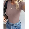 image:imageANRABESS Womens Ribbed Short Sleeve Tops Basic Tee ShirtsTaupe