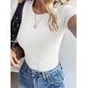 image:imageANRABESS Womens Ribbed Short Sleeve Tops Basic Tee ShirtsWhite