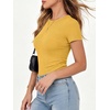 image:imageANRABESS Womens Ribbed Short Sleeve Tops Basic Tee ShirtsYellow