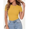 image:imageANRABESS Womens Ribbed Short Sleeve Tops Basic Tee ShirtsYellow