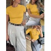 image:imageANRABESS Womens Ribbed Short Sleeve Tops Basic Tee ShirtsYellow