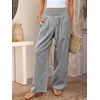 image:imageANRABESS Womens Striped Gingham Wide Leg Palazzo Pants with PocketsBlack White Plaid