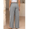 image:imageANRABESS Womens Striped Gingham Wide Leg Palazzo Pants with PocketsBlack White Plaid