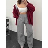 image:imageANRABESS Womens Striped Gingham Wide Leg Palazzo Pants with PocketsBlack White Plaid