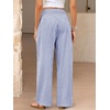 image:imageANRABESS Womens Striped Gingham Wide Leg Palazzo Pants with PocketsBlue White Plaid