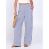 image:imageANRABESS Womens Striped Gingham Wide Leg Palazzo Pants with PocketsBlue White Stripe