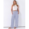 image:imageANRABESS Womens Striped Gingham Wide Leg Palazzo Pants with PocketsBlue White Stripe