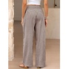 image:imageANRABESS Womens Striped Gingham Wide Leg Palazzo Pants with PocketsBrown White Plaid