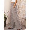 image:imageANRABESS Womens Striped Gingham Wide Leg Palazzo Pants with PocketsBrown White Plaid