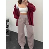 image:imageANRABESS Womens Striped Gingham Wide Leg Palazzo Pants with PocketsBrown White Plaid