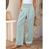image:imageANRABESS Womens Striped Gingham Wide Leg Palazzo Pants with PocketsGreen White Plaid