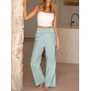 image:imageANRABESS Womens Striped Gingham Wide Leg Palazzo Pants with PocketsGreen White Plaid
