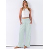 image:imageANRABESS Womens Striped Gingham Wide Leg Palazzo Pants with PocketsGreen White Stripe