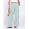 image:imageANRABESS Womens Striped Gingham Wide Leg Palazzo Pants with PocketsGreen White Stripe