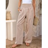 image:imageANRABESS Womens Striped Gingham Wide Leg Palazzo Pants with PocketsLight Brown White Plaid